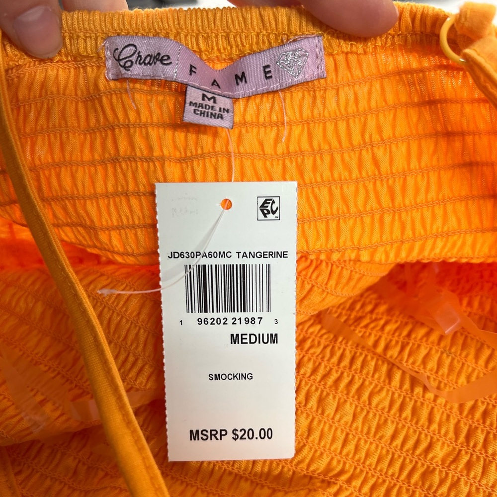 Women’s/Juniors Smocked Orange Sleeveless Top from Macy’s Size Medium New - Picture 3 of 7